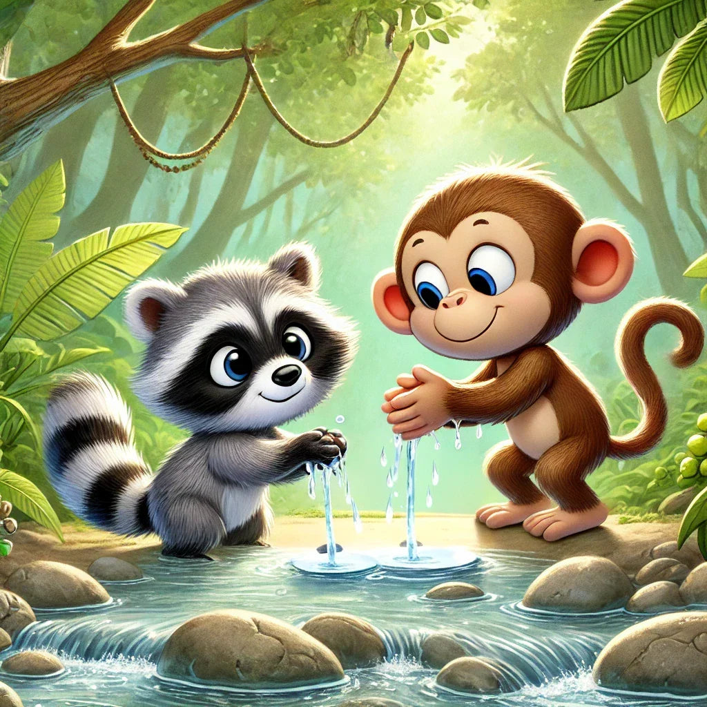 Riley Racoon und Charly Monkey – Saubere Pfoten, starke Freunde!